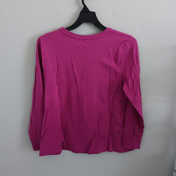 Denim & Co. Perfect Jersey Crew Neck Top w/ Button Cuff - Sz L a677995 - Picture 4 of 4